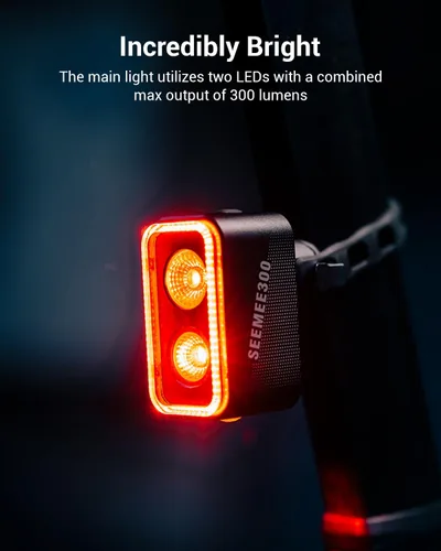 Vista 3 de MagicShine SEEMEE - Luz trasera para bicicleta 300/400, luz trasera de bicicleta de 300/400 lúmenes, sensor de freno inteligente visible de 360°