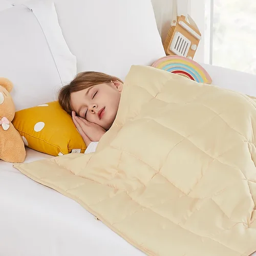 Vista 28 de HOSUKKO - Manta con peso, manta pesada color gris de 5 libras, manta transpirable (36 x 48 pulgadas, 5 libras)