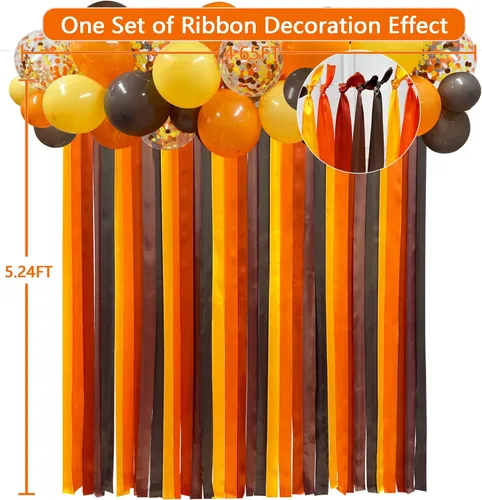 Vista 3 de Decoraciones de fiesta de otoño, color naranja y marrón, cinta de flecos para colgar, guirnalda de globos para boda, cumpleaños, despedida