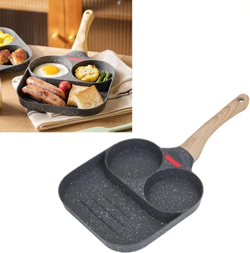 Vista 5 de Sartén de cerámica antiadherente, sartén para huevos de silicona sensible al calor, sartén para panqueques de aluminio con mango cómodo para estufa