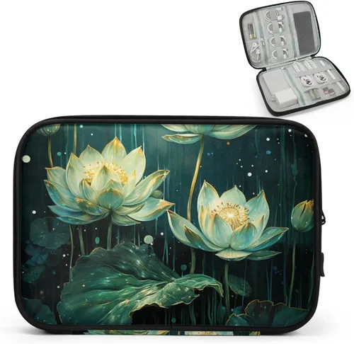 Vista 17 de Purple Flowers - Funda organizadora de viaje para artículos electrónicos, accesorios tecnológicos, bolsa de almacenamiento de cables para cables