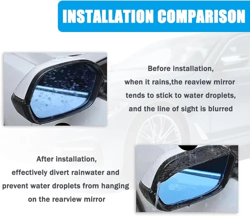 Vista 3 de gunhunt 2 piezas de espejo retrovisor de automóvil, protector de visera de lluvia, de fibra de carbono impermeable, espejo lateral de automóvil
