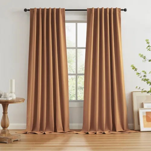 Vista 60 de KEQIAOSUOCAI - Cortinas opacas naturales de 108 pulgadas de largo, cortinas modernas con pestaña trasera, paneles plisados para sistema de cortina