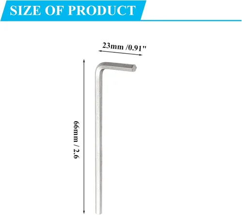 Vista 2 de Litoexpe Llave hexagonal de 1/8 pulgadas, llave Allen en forma de L, acero al cromo vanadio