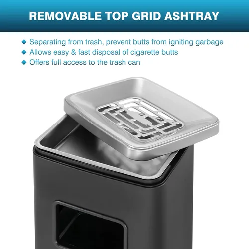 Vista 6 de IRONWALLS Bote de basura de acero inoxidable con tapa, cubo de basura comercial para interiores y exteriores, con cubo interior extraíble