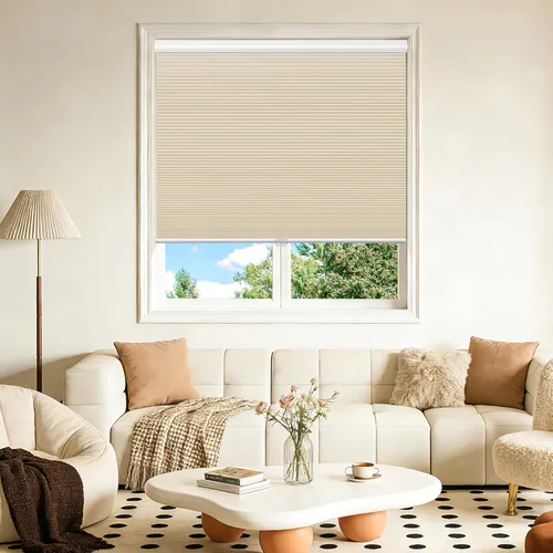 Vista 8 de Grandekor - Persianas celulares blackout sin cordón para ventana, con diseño de panal de abeja y filtro de luz