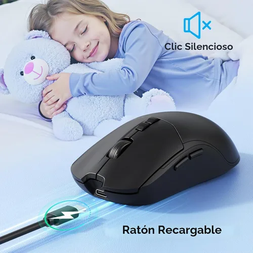 Vista 4 de KOPJIPPOM Silent Wireless Keyboard and Mouse Combo - Keyboard with Large Print Cover, 2.4GHz Full-Sized Ergonomic Keyboard with Wrist Rest and Mouse