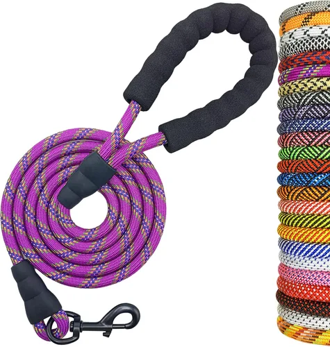 Vista 22 de MayPaw Correa de perro de cuerda resistente, 3/4/5/6/7/8/10/12/15/20 pies, correa de nailon para mascotas, mango acolchado suave, correas gruesas