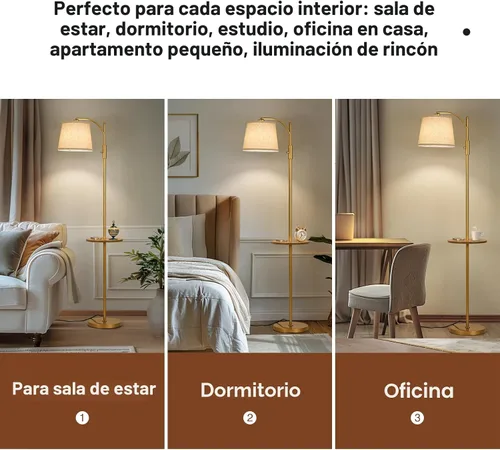 Vista 6 de AIDENOEY Lámpara de pie inteligente con mesa auxiliar Atenuación continua, RGB multicolor Cabeza giratoria ajustable Control de voz con Alexa