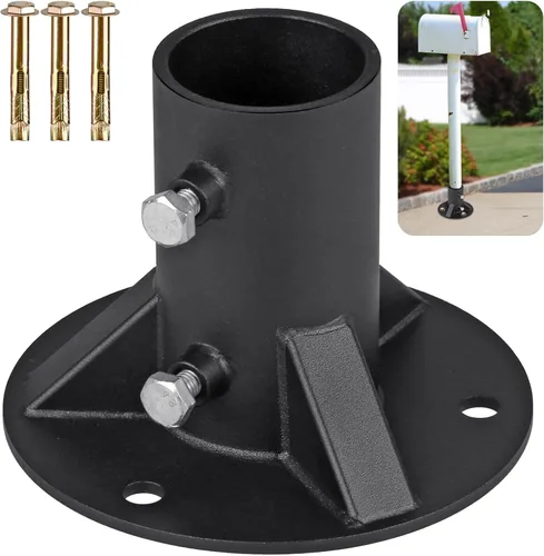 Insaga Poste de valla de enlace de cadena de 2 pulgadas, brida de piso, piezas de valla de eslabones de cadena resistentes, soportes de poste de