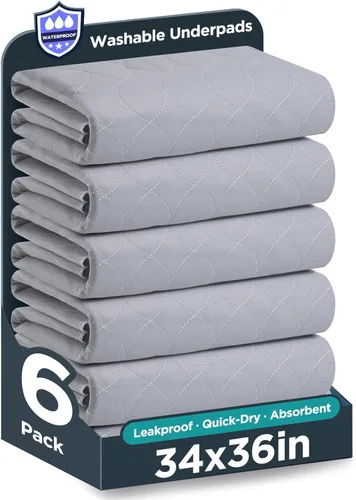 Vista 24 de Almohadillas lavables para cama 34" x 36" - Paquete de 4, Azul, Almohadillas impermeables para incontinencia, Almohadillas para cama, sofá, piso