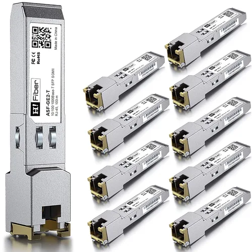Vista 20 de H!Fiber 10/100/1000BASE-T SFP al módulo RJ45, transceptor mini-GBIC de cobre de negociación automática para Cisco GLC-T/SFP-GE-T/GLC-TA, Meraki