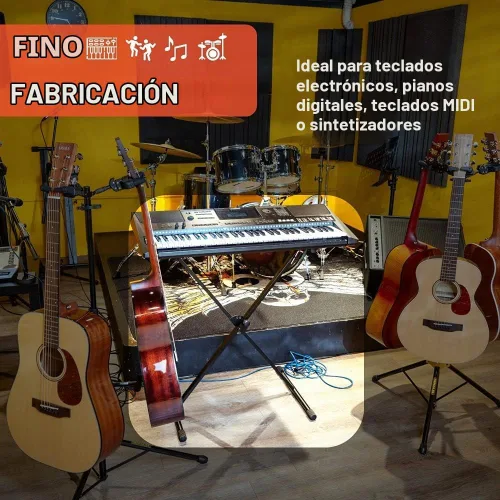 Vista 7 de Stage Rocker - Soporte plegable clásico estilo Single-X para teclado y piano digital, ancho y altura ajustables, duradero y resistente, fácil