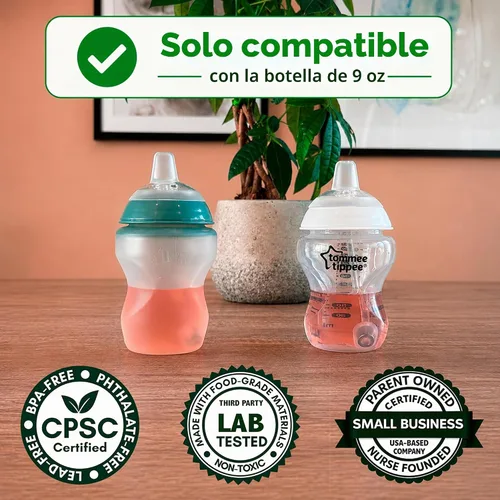 Vista 8 de Sippy Cup Conversion Kit for for Tommee Tippee 9 oz Baby Bottles, 2-Pack