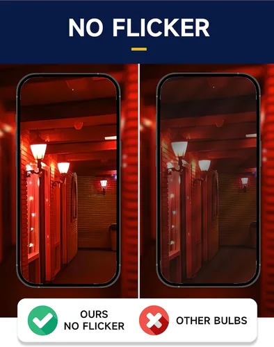 Vista 4 de Bombillas rojas A15 para decoración de Halloween, bombilla de color de 5 W equivalente a 40 vatios, bombilla LED roja de base media E26