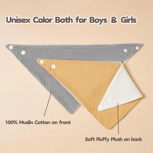 Vista 6 de Susurration Baberos de muselina para bebé, paquete de 6 baberos tipo bandana ajustables y suaves en forma triangular para bebés unisex, niñas y niños