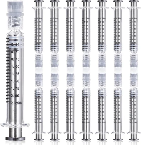 Vista 8 de Jeringa de vidrio de borosilicato de 0.0 fl oz 10 jeringas de medición precisa con calibración mínima de 0.0 fl oz Jeringa delgada Luer Lock