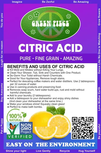 Vista 6 de Green Piece® Ácido cítrico 100% puro, grano medio, 100% natural, 16 onzas, bolsa resellable hecha