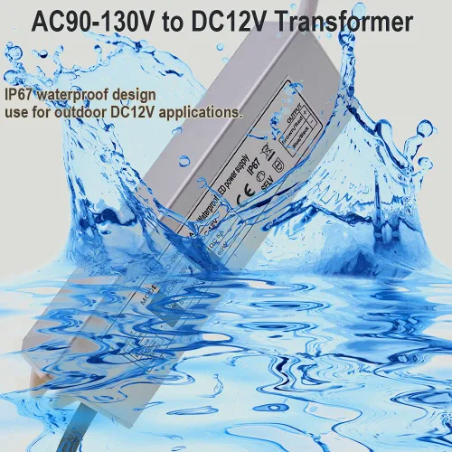 Vista 3 de Transformador de 12 V 60 W Fuente de alimentación LED Adaptador de bajo voltaje, diseño ultra delgado AC90-130 V a DC12 V 5 A 60 vatios controlador