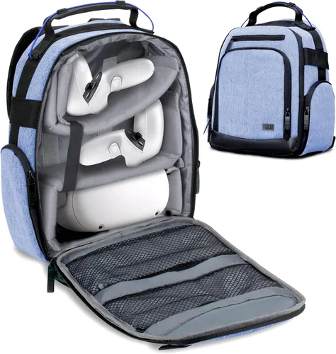 USA GEAR Funda para auriculares VR, mochila de realidad virtual con compartimentos interiores personalizables compatibles con Oculus Quest 2 VR,