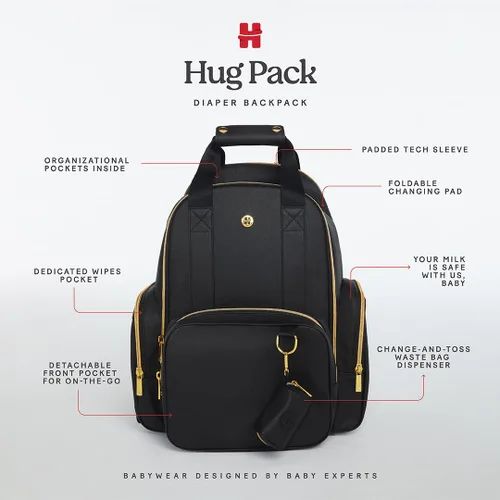Vista 5 de HUGGIES Mochila para pañales unisex para adultos, color negro, talla única