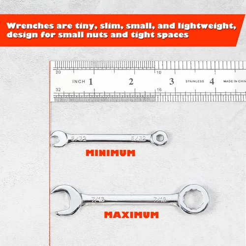 Vista 5 de Sae - Juego de 10 llaves pequeñas de 5/32 a 7/16 pulgadas, juego de llaves de encendido combinadas estándar, llave pequeña de extremo abierto
