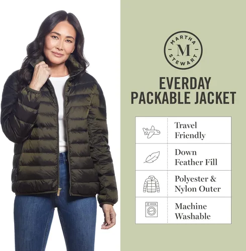 Vista 4 de MARTHA STEWART Everyday Packable Jacket - Down Jacket with Hidden Pocket Zippers - Great for Daily Wear