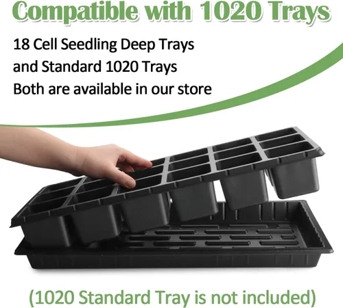 Vista 5 de RooTrimmer Paquete de 10 bandejas de 18 celdas para iniciación de semillas, bandejas de plástico de células grandes de 2.9 pulgadas de profundidad
