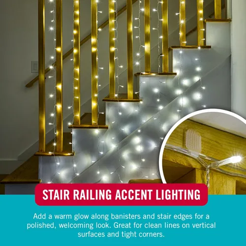 Vista 10 de Velcro Brand Clips de luz de interior para colgar tiras de luces, soporta hasta 50 pies, clips de pared transparentes para cualquier