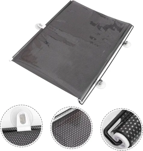 Vista 5 de Parasol portátil para balcón, luz de techo para mujer, interior perforado con ventosa, opaca, opacidad, pantalla de papel plisado, persianas