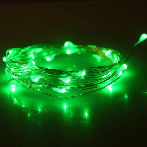 Vista 2 de Anjaylia - Guirnalda de luces LED, funciona con pilas, luces de luciérnaga, jardín, hogar, dormitorio, Navidad, fiesta, boda, festival, Verde