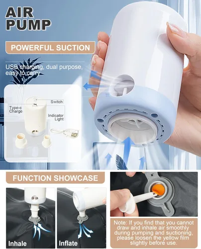 Vista 2 de VGCUB Mochila pequeña al vacío de viaje con bomba eléctrica, sistema de vacío, compresión, impermeable, bolsas universitarias, mochila de mano