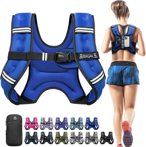 Vista 24 de BAGAIL Chaleco con peso de 5, 8, 10, 12, 15, 20, 25, 30 lbs, para caminar y perder peso, reflectante, con bolsa para teléfono, para mujeres
