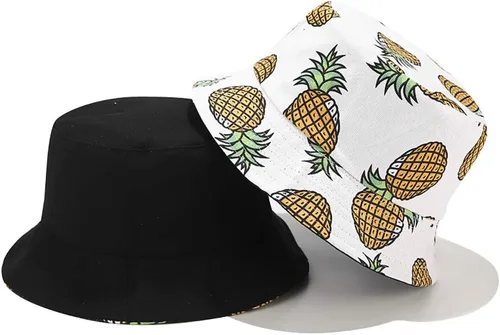 Vista 3 de XYIYI Lindo sombrero de pescador, sombrero de playa para mujer, reversible, con doble lado