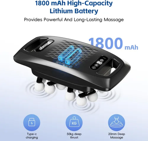 Vista 5 de cotsoco Juego de pistola de masaje de 20 cabezas, masajeador de percusión de tejido profundo con 9 modos y 9 intensidades, masajeador muscular