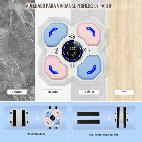 Vista 6 de Music Boxing Machine for Kid and Teen Adults, Trainer Equipment with Gloves Negro