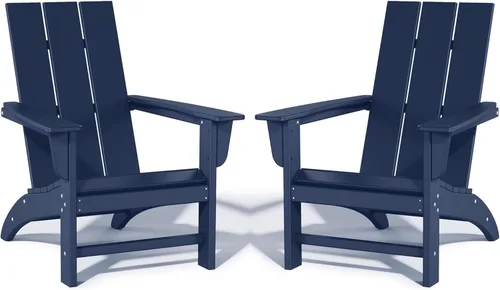 Vista 12 de Silla Adirondack de Madera Sintética Adiromoti, Sillas de Patio Resistente a Todo Clima, Aspecto de Madera, Silla Pre-Ensamblada para Fuego al Aire