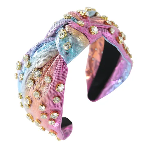Vista 19 de Diadema anudada de perlas para mujer, diadema con brillantes diamantes de imitación, adornada con cristales, diadema ancha con nudo, accesorio