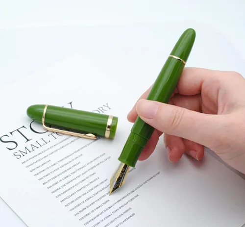 Vista 2 de Pluma estilográfica Jinhao X159 (Plumín EF 0.38mm, verde aguacate con clip dorado)