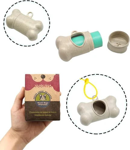 Vista 3 de Dispensador de bolsas de recogida de caca de perro con 1 rollo de color aleatorio, bolsas de residuos para perros a prueba de fugas y perfumadas