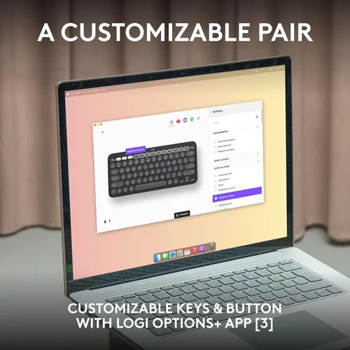 Vista 4 de Logitech Pebble 2 Combo para Mac, teclado y mouse inalámbricos, delgado, silencioso y portátil, personalizable, mouse y teclado Bluetooth, fácil