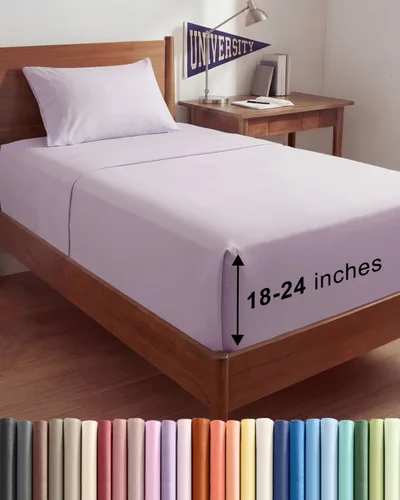 Vista 55 de Juego de sábanas Queen de bolsillo extra profundo, sábanas transpirables y refrescantes de 4 piezas, juego de sábanas de lujo de hotel, ultra suave