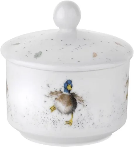 Royal Worcester Wrendale Designs Waddle Duck Sugar Pot | Azucarero de 10 onzas con diseño de pato | Hecho de porcelana fina | Apta para microondas y