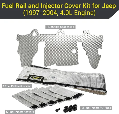 Vista 2 de DESIGN ENGINEERING Fuel Rail & Injector Cover Kit for Jeep (1997-2004, 4.0L Engine) - Our Accessories Reduce Vapor Lock & Keep Fuel Injectors &
