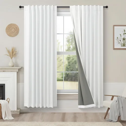 Vista 73 de Pitalk Cortinas cortas 100% opacas de lino para cafetería, 40 pulgadas de largo, 2 paneles, cortinas de puerta francesa para ventana, cortina