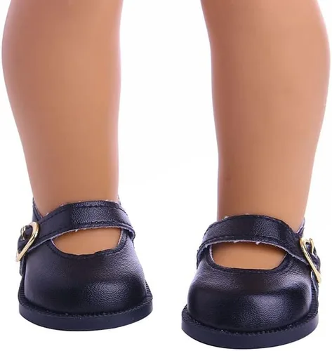 Vista 2 de Zapatos de muñeca de 18 pulgadas, 1 par de zapatos de cuero, accesorios de decoración de muñecas de moda, se adapta a muñecas americanas de 18