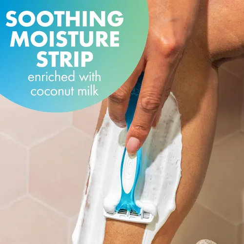 Vista 4 de BIC Soleil 4 - Maquinillas de afeitar desechables de 4 cuchillas para mujer, cabeza giratoria y asas coloridas, paquete de 7