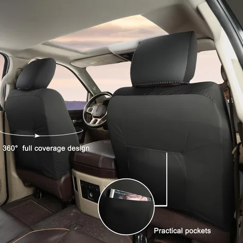 Vista 7 de GIANT PANDA Paquete de 2 fundas de asiento delantero de automóvil, ajuste personalizado para Dodge Ram 1500 2500 3500, protectores de asiento