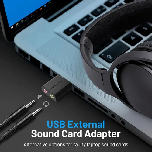 Vista 2 de SABRENT Adaptador de sonido estéreo externo de Sabrent USB para Windows y Mac. Enchufe y juega no se necesitan controladores. (AU-MMSA)
