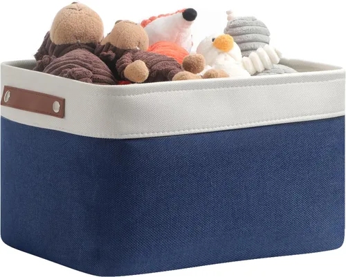 Vista 48 de DULLEMELO Cesta de almacenamiento pequeña para estantes, pequeña cesta plegable de tela rectangular para estantes, armarios, guardería, hogar, Beige